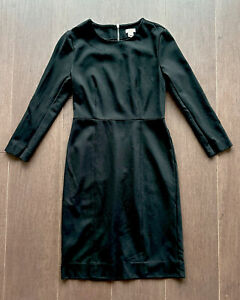 J Crew Womens Long Sleeve Ponte Sheath Dress Black! Size 00! Holiday Work Party!