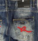 Vintage Rocawear Jeans Mens 38x34 Blue Denim Baggy Embroidered Red Y2k Hip Hop