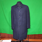Vintage Westmorland Men's Navy Blue Wool Overcoat Coat Atelier Torino Size L -XL