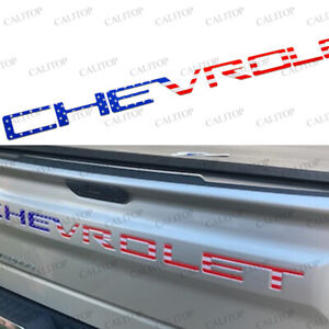 Tailgate 3D US Flag Emblem Badge Inserts Letters For Chevrolet Silverado 2019-24 (For: Chevrolet)