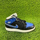 Nike Air Jordan 1 Mid Boys Size 6Y Blue Black Athletic Shoes Sneakers 554725-007