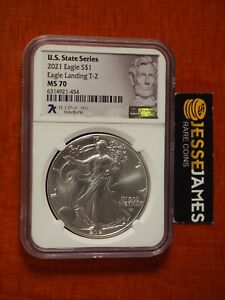 2021 $1 AMERICAN SILVER EAGLE NGC MS70 U.S. STATE SERIES ILLINOIS LABEL T2