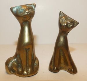 New ListingVintage Solid Brass Statues Figurines Cats Felines PAIR