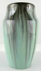 Antique Fulper Vase, Oval Ink 1917-1934, 6 Inch, Blue and Green Gradient Rim DMG