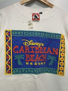Disney Caribbean Beach Resort White Crewneck Sweatshirt Puff NWT NOS NEW Vintage