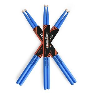 QuigBeats Drum Sticks, Hickory 5A Drumsticks Set for Adults & Kids, Blue