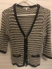 CAbi Style #868 Coco Black White Cardigan Large Knit Sweater Medium
