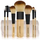 Bamboo Makeup Brush Set - Vegan Professional Makeup Brushes With Premium Synt...