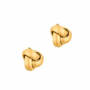 Italian Plain Small Knot Rosetta Rose Stud Earrings Real 10K Yellow Gold