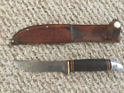 Vintage Western L66 Fixed Blade Hunting Knife With Leather Sheath