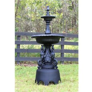 Outdoor Water Garden Big Fountain with Swans Two Tiers Black or Bronze Finish