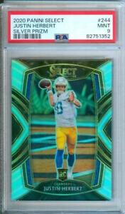 2020 Panini Select JUSTIN HERBERT Rookie Prizm/Silver #244 Chargers PSA 9