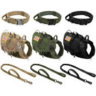 Military Tactical No Pull Dog Training Vest Harness/Collar/Leash/Pouch Bag M-XL