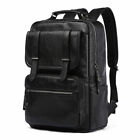 New Fashion Men Leather School Backpack Black Waterproof Laptop Travel Bag US
