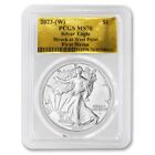 2023-(W) $1 Silver Eagle PCGS MS70 First Strike West Point Mint Gold Foil label