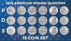 2023 PDS AWQ Set 15 BU coins (Bessie, Edith, Eleanor, Jovita, Maria). 