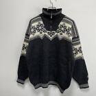Men size 2XL Dale Of Norway Knit Sweater Half Zip Wool Nordic Pattern Top Shirt