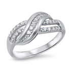 Women's Infinity Knot White CZ Promise Ring .925 Sterling Silver Band Sizes 5-10