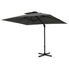 New Listing9'x12' Patio Umbrella Cantilever Outdoor Hanging Umbrella 360°Rotation Gray