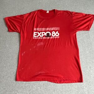 Vintage Expo 86 Shirt Adult Medium Red Single Stitch Mens 80s Vancouver Canada