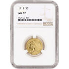 US Gold $5 Indian Head Half Eagle - NGC MS62 - Random Date