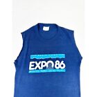 Vintage Expo 86 World Exposition Canada 1986 Shirt Blue Sleeveless Single Stitch