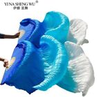 Women Belly Dancing Fan 1 Pair Gradient Color Dancer Practice Imitation Silk Fan