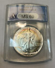 1986 Silver Eagle 1oz Coin ANACS MS69 Beautiful Toning, Toned