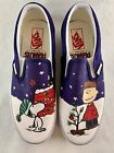 VANS Peanuts Unisex Women's 6.5 Charlie Brown Snoopy Christmas Slip-On Sneakers