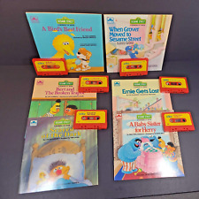 Sesame Street Story Book with Cassettes Lot of 6 Big Bird Bert Ernie Groover