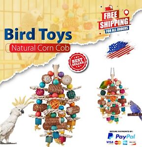 New ListingBird Parrot Toys Natural Corn Cob,Cockatiel,Parakeet, Peppered Wood African Grey