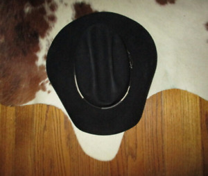 STETSON 10X Black Felt Rancher G8020 Cowboy Hat Men Sz 7-3/8