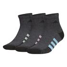 Adidas Mens Cushioned Quarter Socks (3-Pair), Black/Onix Grey/Semi Blue Burst, L