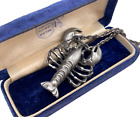 LOBSTER SO VOGUE! FIGURAL PENDANT BROOCH PIN VINTAGE NECKLACE CHAIN SILVER-TONE