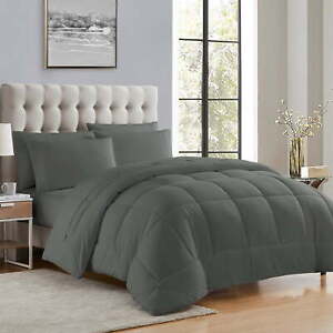 Luxury Gray 7-piece Bed in a Bag Down Alternative Comforter Set Queen Bedding