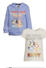 Bluey and Bingo Cartoon Figure  Full Zip Up Hoodie & T-Shirt Set Toddler Size 2T
