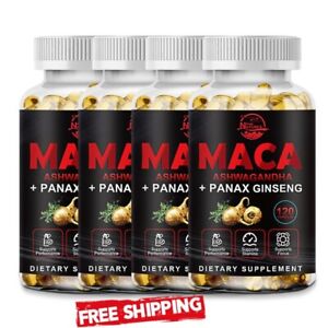MACA ROOT Capsules 4 x 120 Pills Peruvian Maca Extract for Men Organic Vitamins