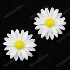 CLIP ON big RETRO DAISY FLOWER round EARRINGS white/yellow DAISIES comfy clips