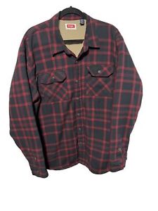 Wrangler Flannel Shirt Sherpa Fleece Lined Red Plaid Mens XLT