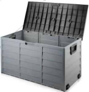 Storage Deck Box Resin Garden Outdoor Backyard Organizer 75 Gal Bin Waterproof