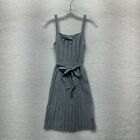 Old Navy Mini Sweater Dress S Small Grey Rib Knit Bow Tie Empire Waist A-Line
