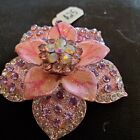 Pink Double Flower Shaped Brooch Pin with Magnetic Back Pink Hatter Events