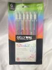 Gelly Roll 6 Glitter Gel Pens 1.0mm Ball Smooth Flow Waterproof Non-toxic New!