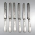 Antique French Silver Plate Christofle Dinner Knives, “Canaux Laurier”, 6 pcs