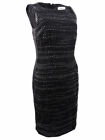 Calvin Klein Women's Leather-Trim Dot-Print Sheath Dress (4, Black/Cream)