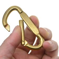 Solid Brass D Oval Spring load Snap Carabiner Keychain Hook clip Strap EDC FOB
