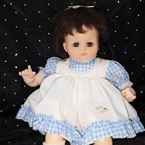 Vintage Madame Alexander Pussycat Baby Doll in Blue Gingham w/intermittent cryer