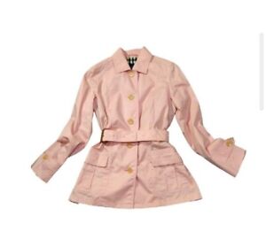 Woman's burberry London Belted Trench Coat Pink Asian Fit 40 US size M FreeShip!