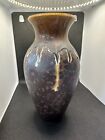 Large Art Pottery Vase 10 Inches Pretty brown Drip Glaze unsigned