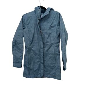 Columbia Omni-Tech Women's Blue Waterproof Trench Coat Jacket Size S Hooded Zip